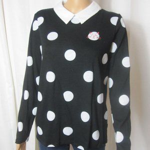 Maison Jules Long Sleeve Polka Dot Kitty Shirt